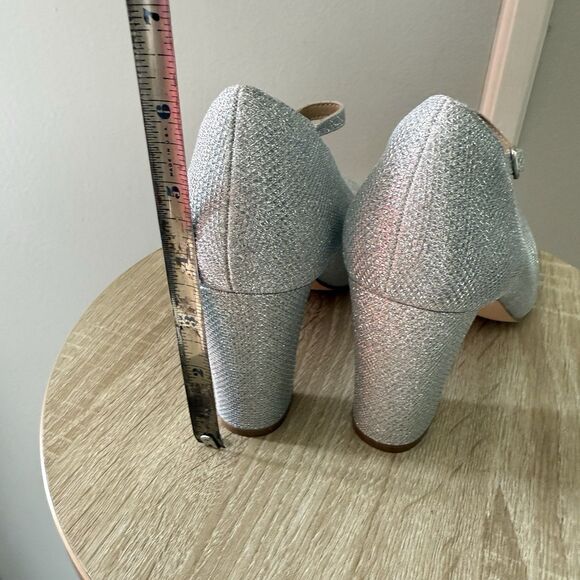 Idifu Women's Silver Glitter  Mary Jane Heels Size 8 Chunky Heel Buckle NWOB - Picture 6 of 15